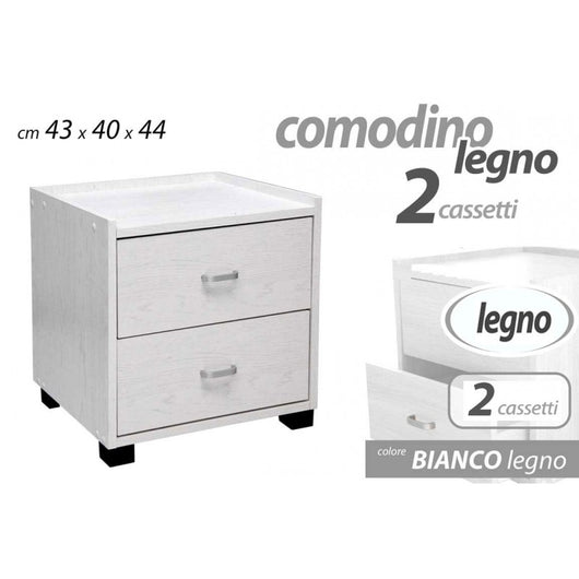 Comodino cameretta bianco cm 43 x 40 x 44 h due cassetti