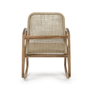 Poltrona dondolo per esterno in legno Teak Naturale ADELITA 62x84x h86 cm