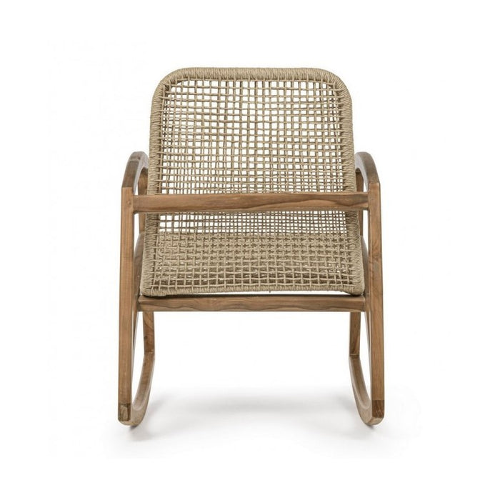 Poltrona dondolo per esterno in legno Teak Naturale ADELITA 62x84x h86 cm