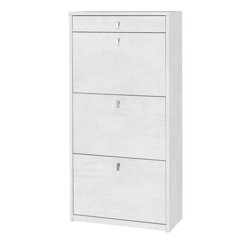 Scarpiera slim salvaspazio tre ante un cassetto Bianco Ossido 63x29x h127 cm