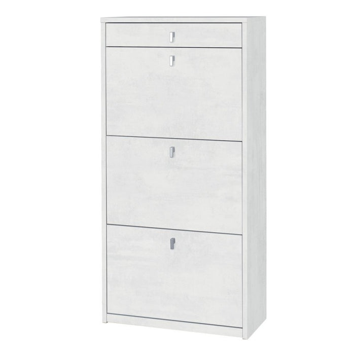 Scarpiera slim salvaspazio tre ante un cassetto Bianco Ossido 63x29x h127 cm