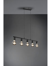 Sospensione 5xE27 Vannes Nero L82 cm Trio Lighting
