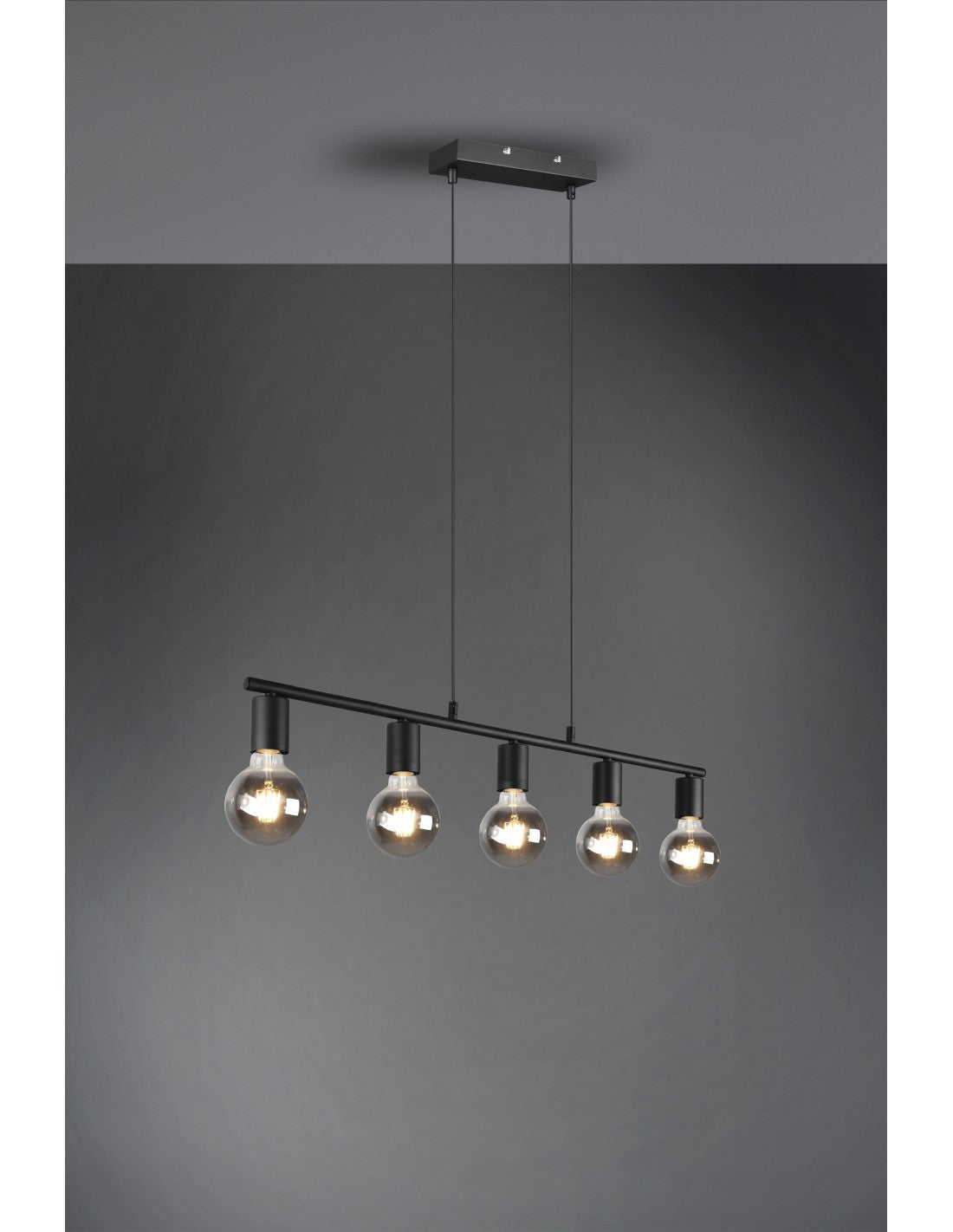 Sospensione 5xE27 Vannes Nero L82 cm Trio Lighting
