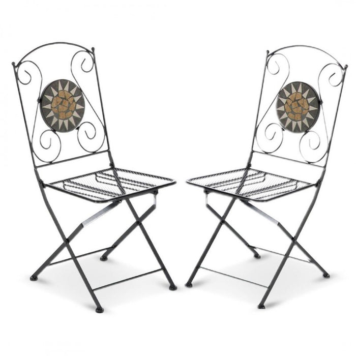 Sedia pieghevole richiudibile in ferro e mosaico per esterno MUSA pz 2