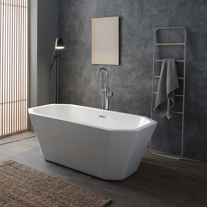 Vasca freestanding ottagonale in acrilico bianco