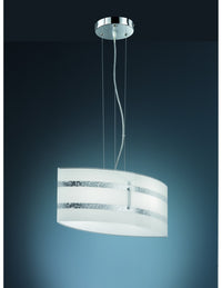 Sospensione Moderna Vetro Decori Foglia Argento Nikosia Trio Lighting