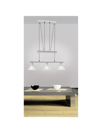 Sospensione 3 Luci Saliscendi Stamina Nichel L66 cm Trio Lighting