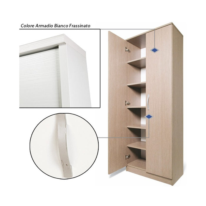 Armadio scarpiera bianco mobile due ante multiuso 6 ripiani cm182x71x38
