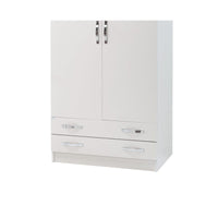 Armadio 2 ante con cassettiera Bianco Frassinato Cm 91x52xH 210