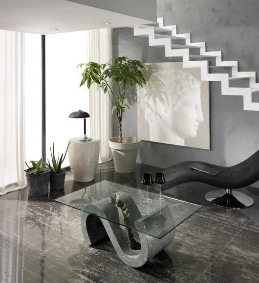 Tavolino trasparente-grigio 70 cm x 120 cm H. 36 cm