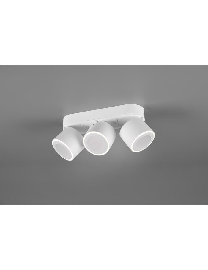 Plafone 3 Spot Doppia Emissione Led L27 cm Taurus Bianco Trio Lighting