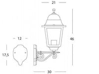 Applique in alluminio pressofuso con diffusori in vetro trasparente - Altezza max lampada 210mm - IP43 nero