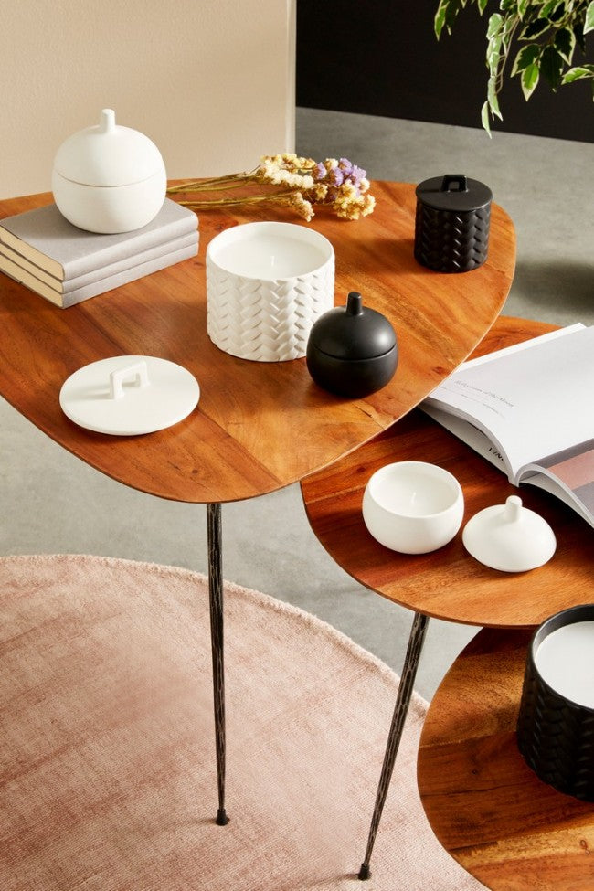 3x Coperchio twine bianco D.14,5x14h ceramica