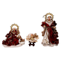 Presepe bordeaux con re magi 25,4 cm