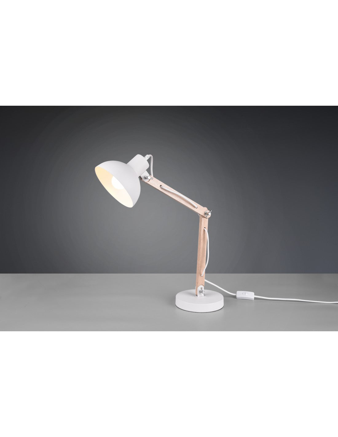 Lampada da Tavolo Kimi Legno E Paralume Bianco Trio Lighting