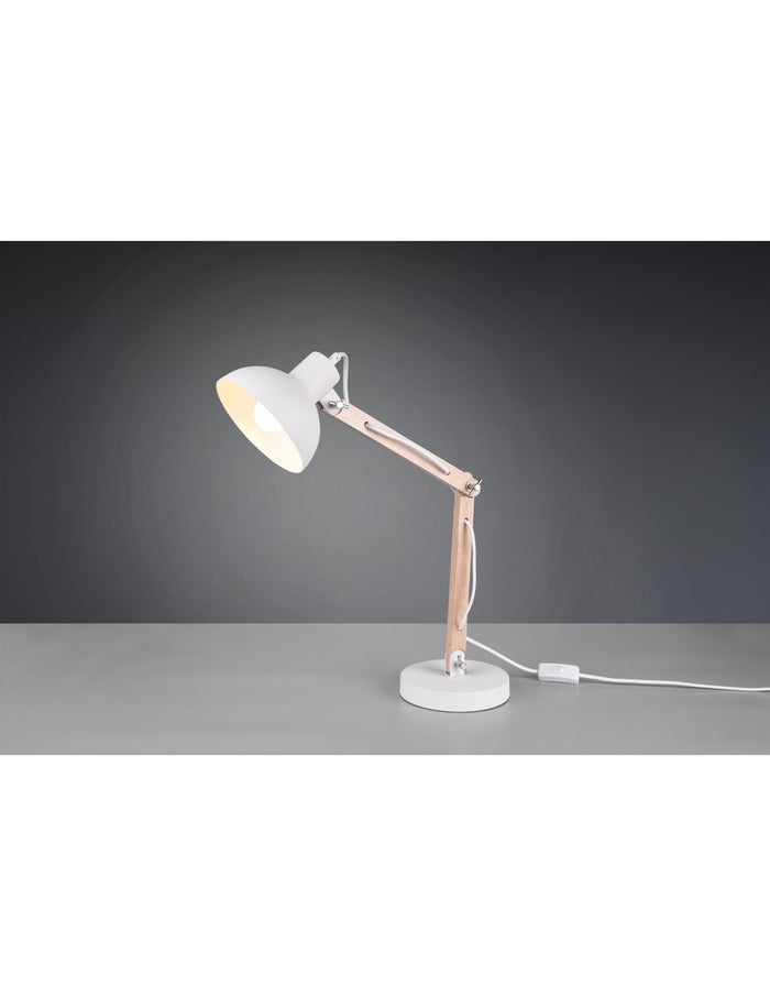 Lampada da Tavolo Kimi Legno E Paralume Bianco Trio Lighting