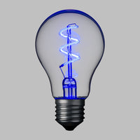 Lampada E27 36V goccia spirale blu Ø60mm