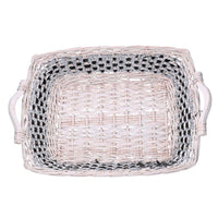 Cesta vimini intreccio azzurro bianco rettangolare cm46/54x36h13