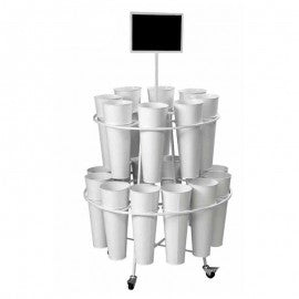 (2c)Portafiori espositore pz 20 bianco cm 82 x 155 h con rotelle(740398-740404)