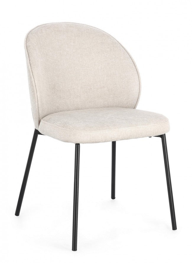 2x Sedia nero/beige 54x60x83h 48.5h1 in tessuto
