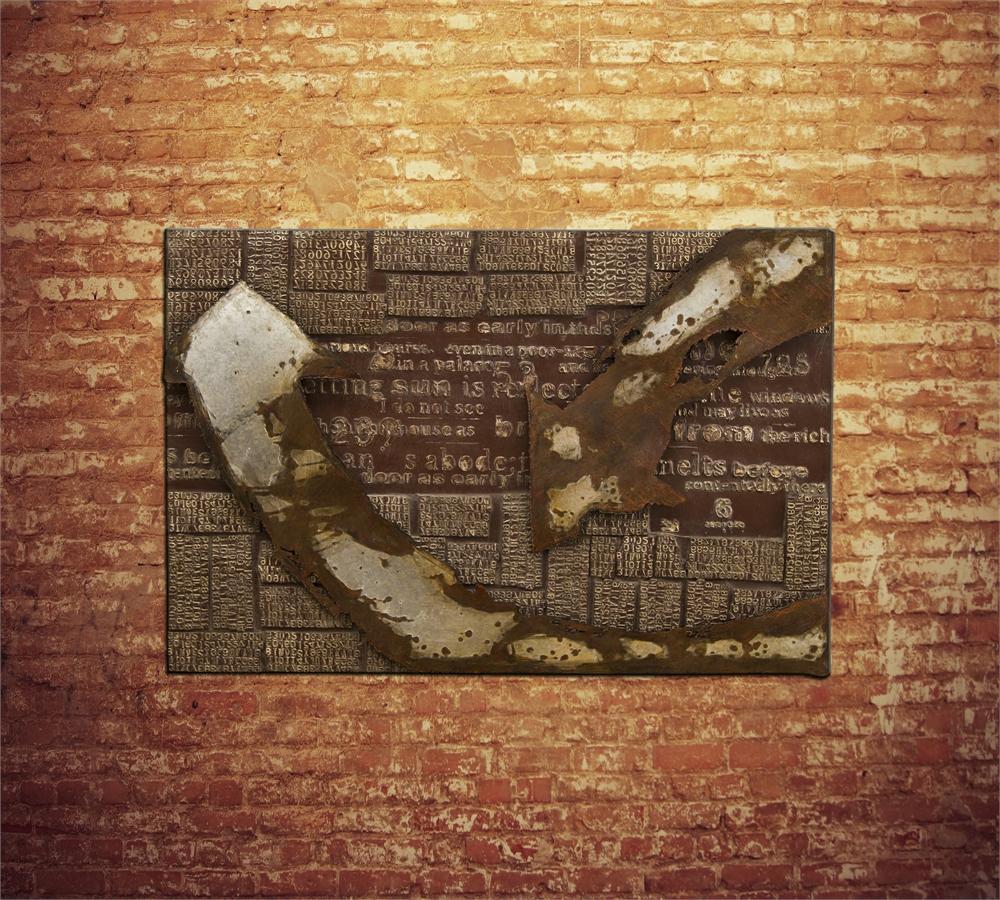 Olio su tela multicolor e telaio in metallo 120x80 cm