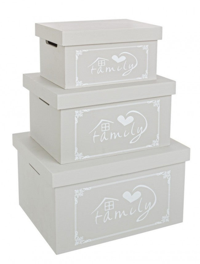 Scatola lovers rett grigio 30x19x16h, 36x25x20h, 42x31x24h