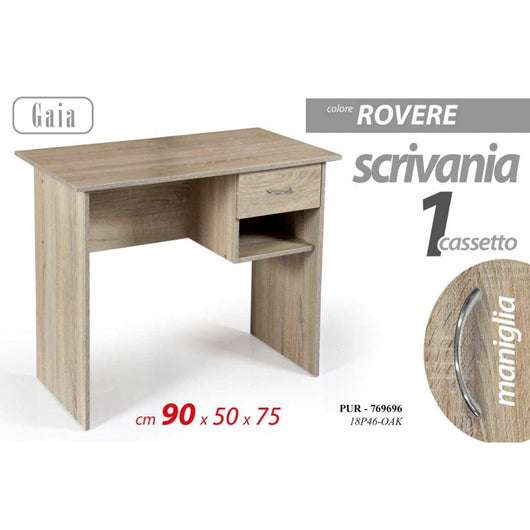 Scrivania con cassetto rovere cameretta ufficio cm 90 x 50 x 75 h