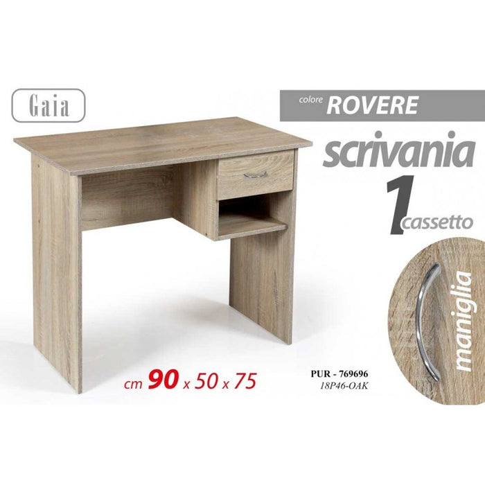 Scrivania con cassetto rovere cameretta ufficio cm 90 x 50 x 75 h