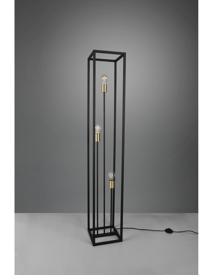 Piantana Per Salotto 3 Luci Cornice Metallo Nero Vito Trio Lighting