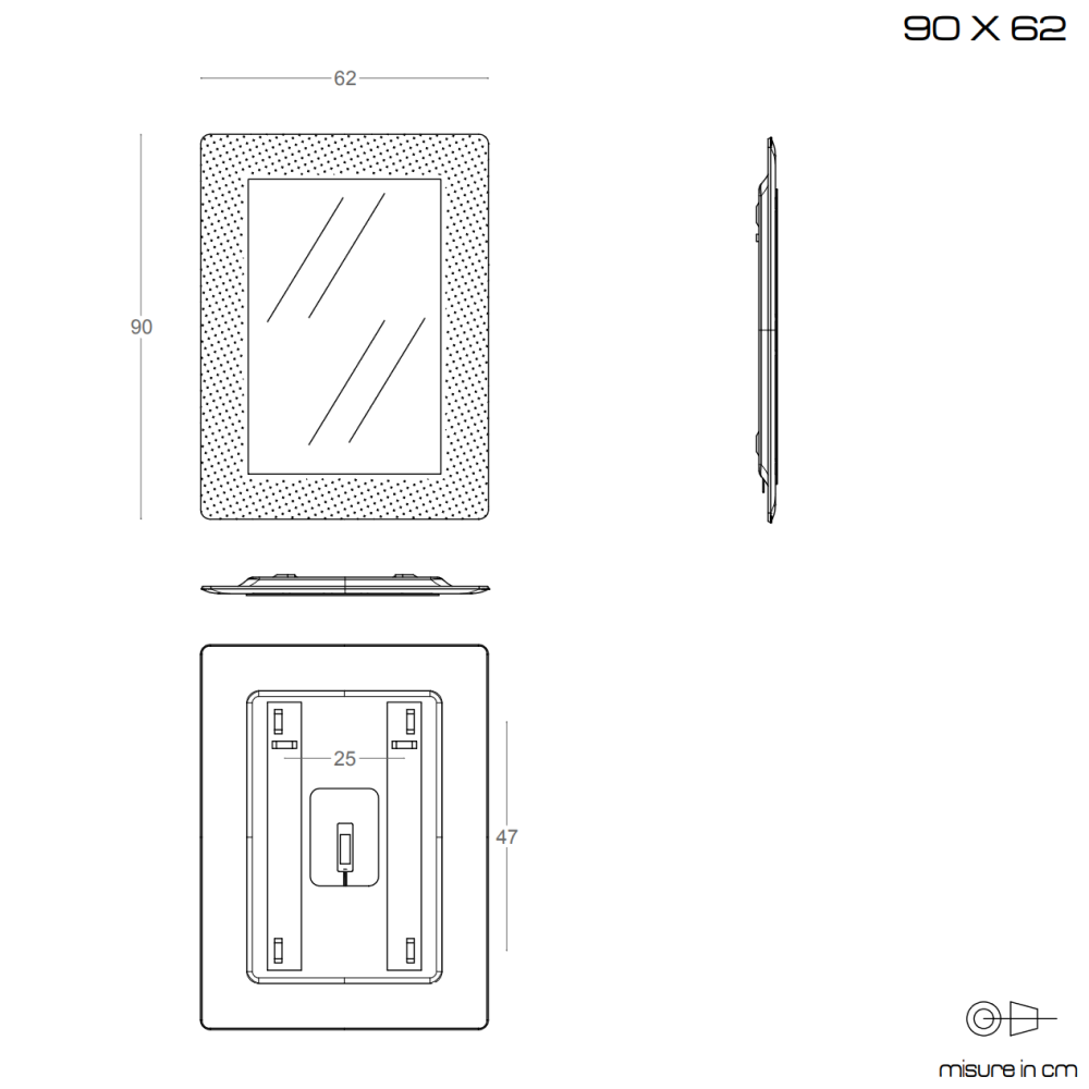 Specchio retroilluminato 90x62 cm