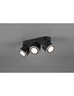 Plafone 3 Spot Led Doppia Emissione L27 cm Taurus Nero Trio Lighting