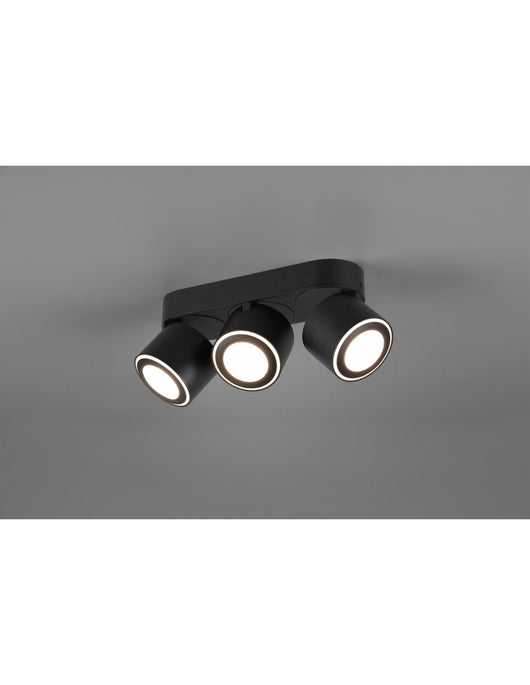 Plafone 3 Spot Led Doppia Emissione L27 cm Taurus Nero Trio Lighting