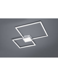 Plafoniera Hydra Doppio Quadrato Led 28w Nichel L65 cm Dimmerabile Trio Lighting