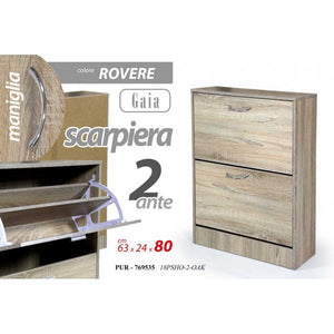 Scarpiera olmo due ribalte con due divisori   cm 63 x 24 x 80 h