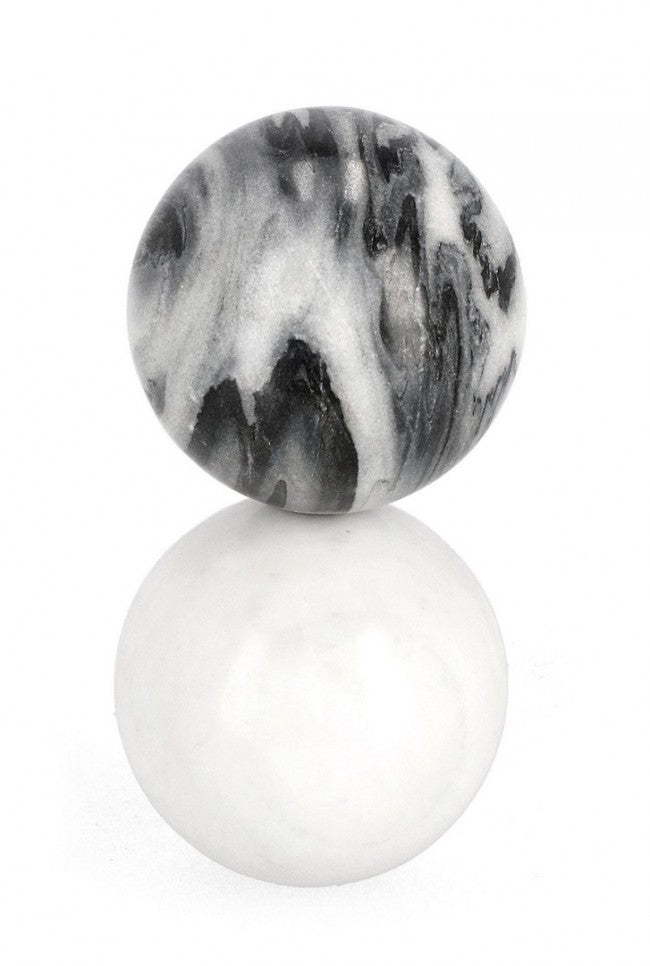 2x Decorazione sfera in marmo grigio D.10x18,75h