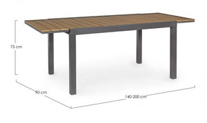 Tavolo allungabile in alluminio Elias 140/200x90 cm