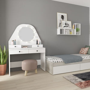 Toeletta trucco bianca con specchio 147x41x100 cm