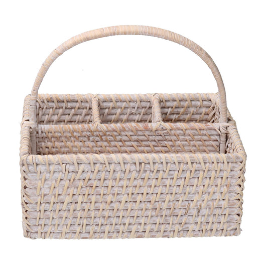 Portaposate rattan algarve bianco rettangolare cm26x20h11/22