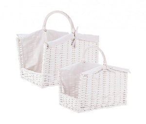 2x Cesta legna bianco 44x30x42h, 50x37x47,5h