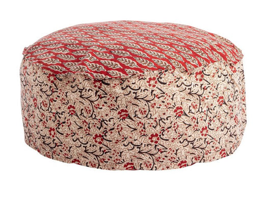Pouf rosso a fiori 65x65x25 cm
