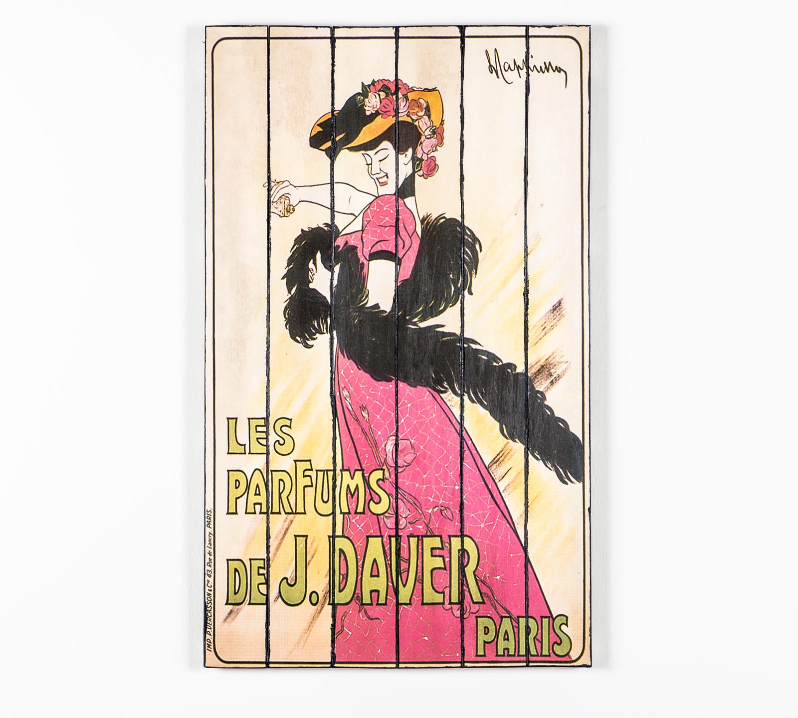 Stampa su legno con tela multicolor 60x100 cm