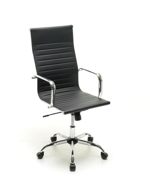 Poltrona Direzionale per Ufficio Mod Xeno - Struttura in Acciaio Cromato - Rivestimento in Similpelle - Meccanismo Alzata a Gas - Ruote Girevoli - Dimensioni: L 53 x P 62 x H 104/113 cm