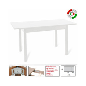 Tavolo pranzo allungabile Bianco Frassinato in legno nobilitato cm 80x120-160