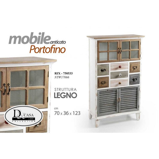 Madia credenza alta con cassetti vano e vetrina cm 70 x 36x 123 h