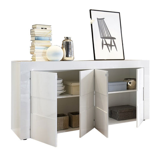 (2c) Mobile madia 4 ante grigio e struttura bianca 181x42xh.84 cm.(JULYM4ABIBE)