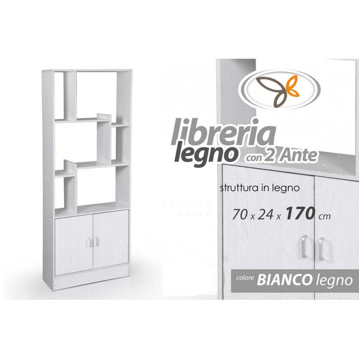 (2c) Libreria ufficio cameretta bianca con vano 70x 24 x 170 h