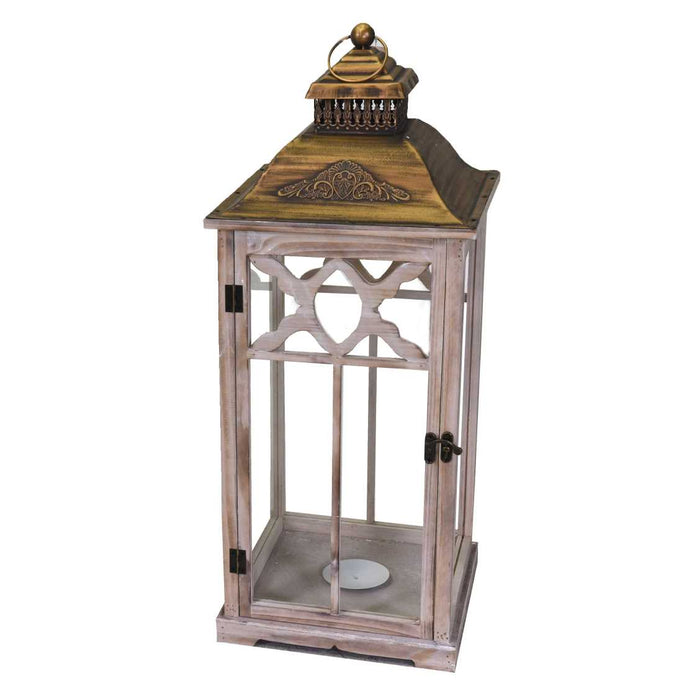 Lanterna legno metallo 1-3 naturale quadro cm31,5x31,5h78