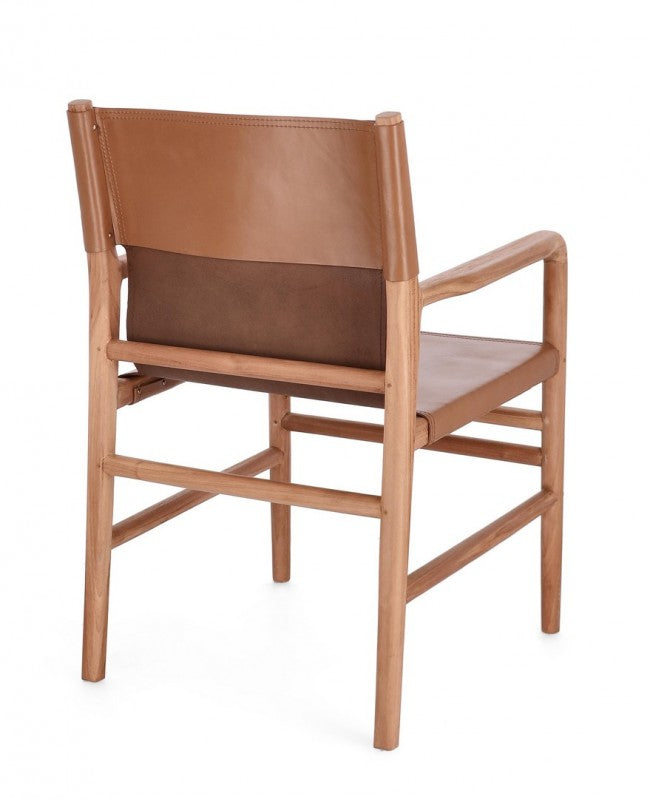 Sedia in pelle cognac 57x58x85 cm