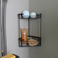 Angoliera portasapone doppia nera per doccia