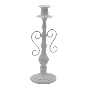 Portacandele candelabro metallo bianco 1 posto cmø11h30,5